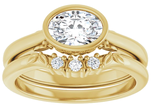 Sužadėtuvių Žiedas „Bezel-Set“ 14k yellow gold Oval 7mm x 5mm (8)