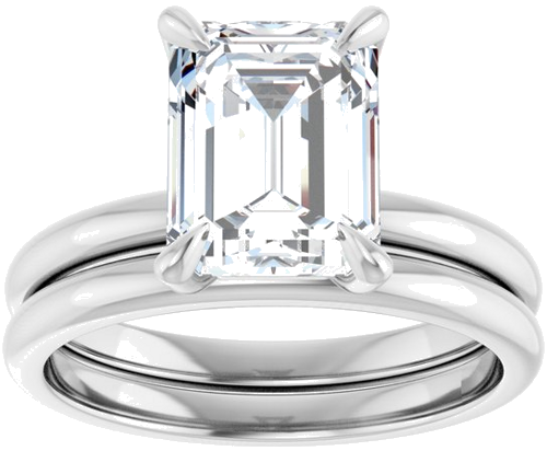 14K White  9x7 mm Emerald Solitaire Engagement Ring Mounting (8)