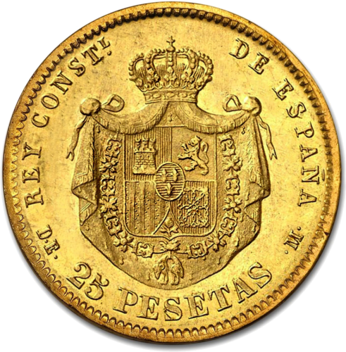25 Pesetas Alfons XII (1876-1881) Kingdom of Spain Gold coin (2)