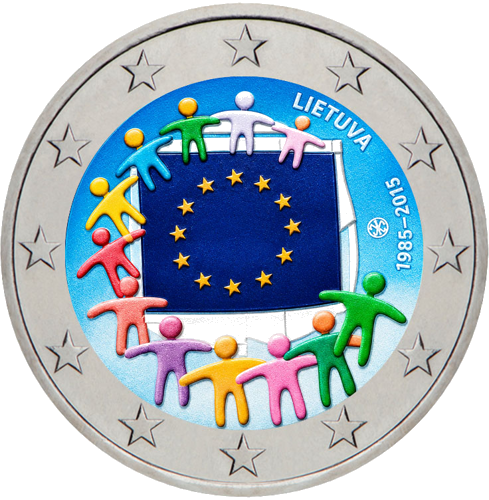 2015 Lithuania European flag 2 euro coin (1)