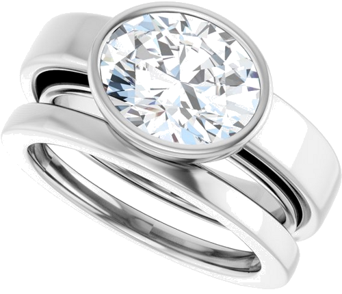 Sužadėtuvių Žiedas „Bezel-Set Solitaire“ 14k white gold Oval 10mm x 8mm (10)