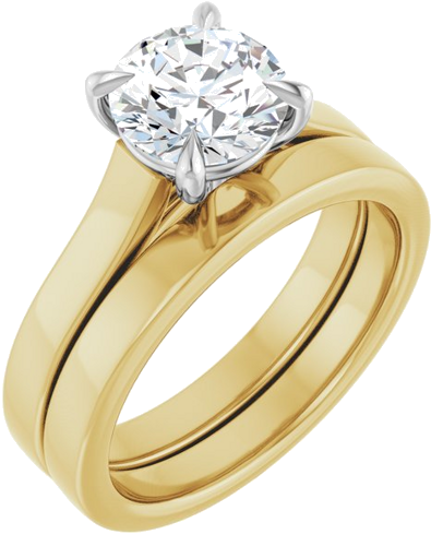 Sužadėtuvių Žiedas „Claw-Prong“ 14k yellow/white gold Round 7.4mm (6)