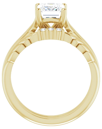 Sužadėtuvių Žiedas „Solitaire Leaf“ 14k yellow gold Emerald 8mm x 6mm (7)