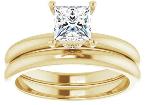 Sužadėtuvių Žiedas „Accented“ 14k yellow gold Square 5mm (8)