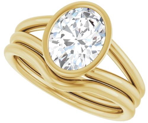 Sužadėtuvių Žiedas „Bezel-Set Solitaire“ 14k yellow gold Oval 9mm x 7mm (10)