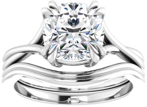 Sužadėtuvių Žiedas „Solitaire“ 585 Baltojo Aukso Cushion 8mm (8)