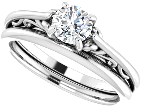 14K White 5.2 mm Round Engagement Ring Mounting (15)