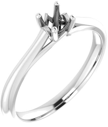 14K White 4.1 mm Round Solitaire Engagement Ring Mounting (1)