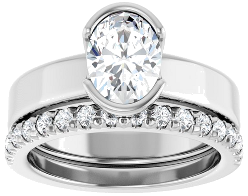 Sužadėtuvių Žiedas „Half-Bezel Solitaire“ 14k white gold Oval 8mm x 6mm (8)