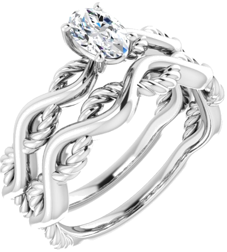 Sužadėtuvių Žiedas „Solitaire Infinity-Inspired“ 14k white gold Oval 6mm x 4mm (6)