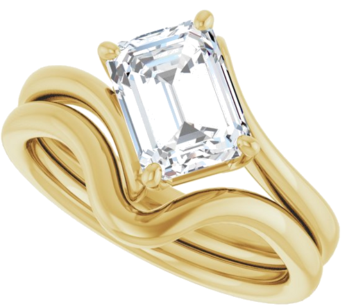 Sužadėtuvių Žiedas „Solitaire Bypass“ 14k yellow gold Emerald 8mm x 6mm (10)