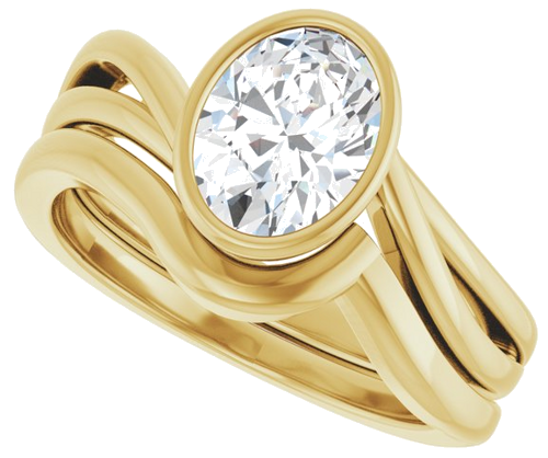 Sužadėtuvių Žiedas „Bezel-Set“ 14k yellow gold Oval 8mm x 6mm (10)