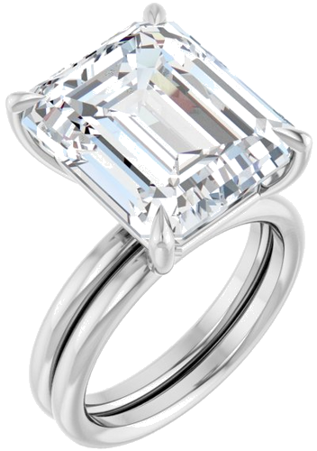 Sužadėtuvių Žiedas „Claw-Prong Solitaire“ 14k white gold Emerald 14mm x 12mm (6)