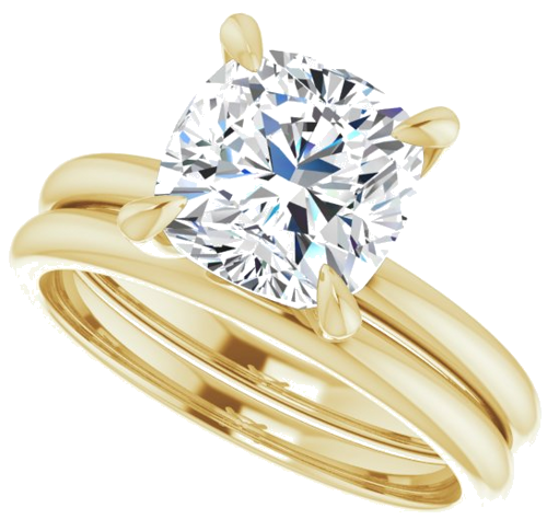 14K Yellow  8x8 mm Cushion Solitaire Engagement Ring Mounting (10)