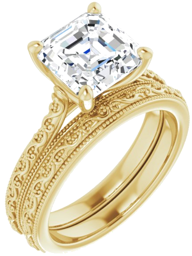 Sužadėtuvių Žiedas „Solitaire Sculptural“ 18k yellow gold Asscher 8mm (6)