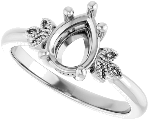 Sužadėtuvių Žiedas „Solitaire“ 14k white gold Pear 8mm x 6mm (5)