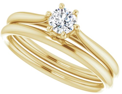 14K Yellow 4.1 mm Round Engagement Ring Mounting (10)