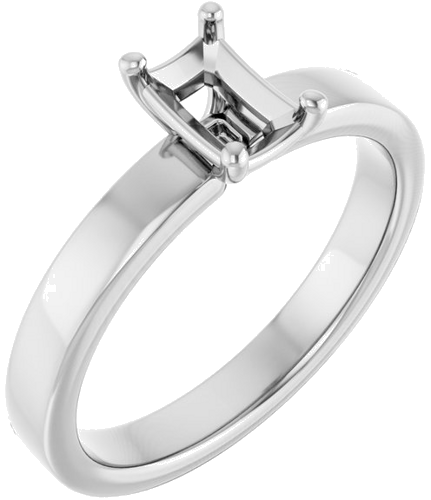 Sužadėtuvių Žiedas „Solitaire“ 14k white gold Emerald 6mm x 4mm (1)