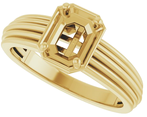 Sužadėtuvių Žiedas „Solitaire Vintage-Inspired“ 14k yellow gold Emerald 6.5mm x 5mm (5)