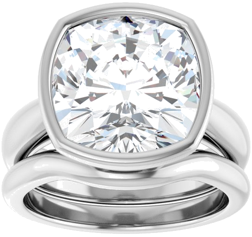 Sužadėtuvių Žiedas „Bezel-Set Solitaire“ 950 Platinos Cushion 11mm (8)