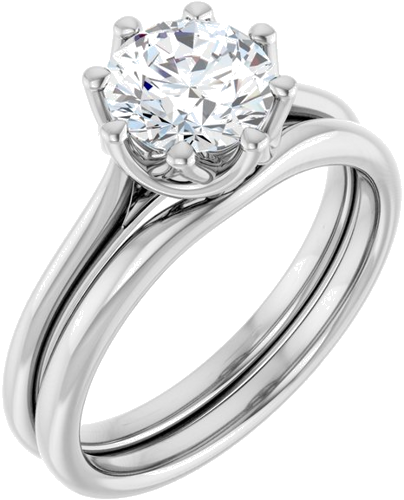 Sužadėtuvių Žiedas „Solitaire“ 585 Baltojo Aukso Round 7mm (6)