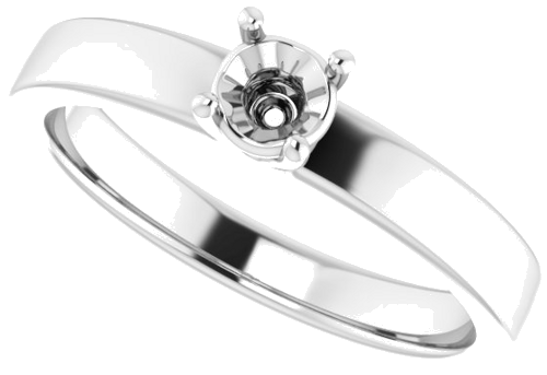 Sužadėtuvių Žiedas „Solitaire“ 585 Baltojo Aukso Round 4.1mm (5)