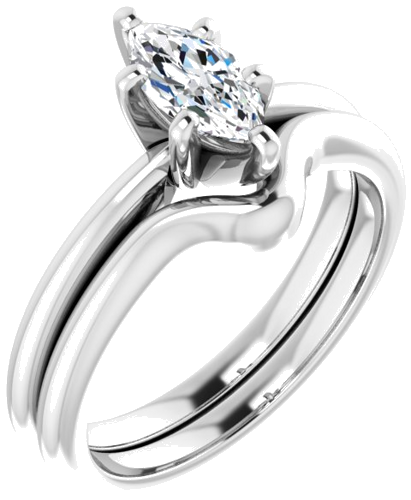 14K White  8x4 mm Marquise Solitaire Engagement Ring Mounting (6)