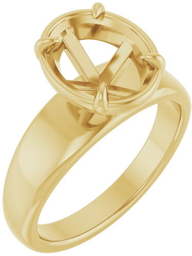 Sužadėtuvių Žiedas „Claw-Prong Solitaire Bezel-Style“ 14k yellow gold Oval 10mm x 8mm (1)