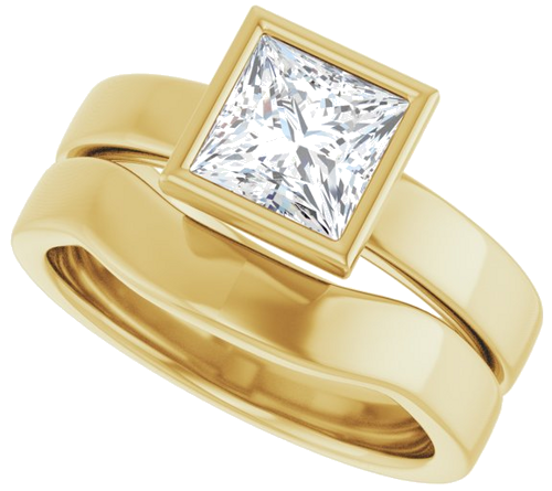 Sužadėtuvių Žiedas „Bezel-Set Solitaire“ 14k yellow gold Square 6mm (10)