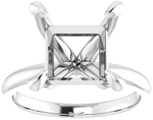 14K White  9x9 mm Square Solitaire Engagement Ring Mounting (3)