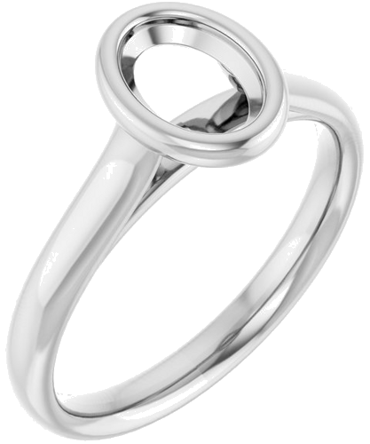 14K White  7x5 mm Oval Solitaire Engagement Ring Mounting (1)