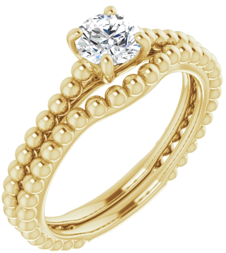 Sužadėtuvių Žiedas „Solitaire Beaded“ 14k yellow gold Round 5.2mm (6)