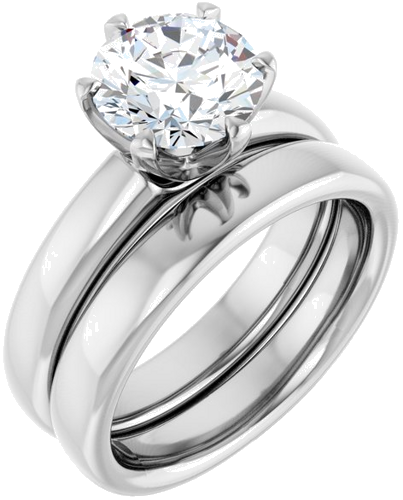 14K White 8 mm Round Engagement Ring Mounting (6)