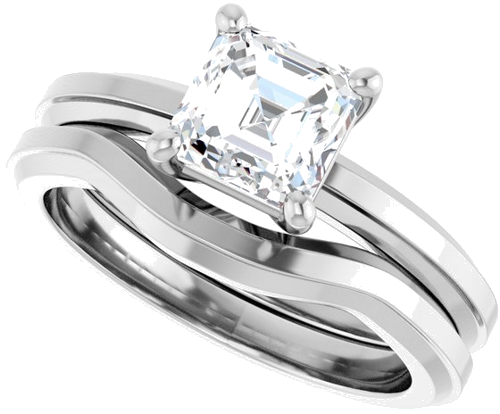 Sužadėtuvių Žiedas „Solitaire“ 14k white gold Asscher 6mm (10)