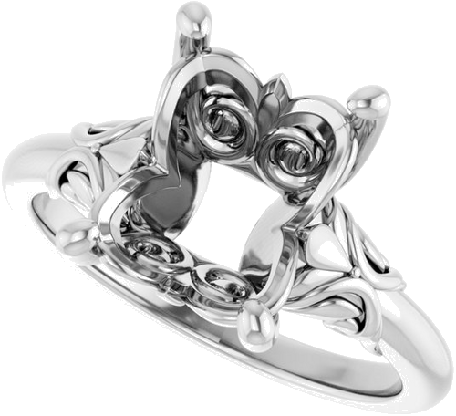 Sužadėtuvių Žiedas „Solitaire“ 14k white gold Emerald 10mm x 8mm (5)