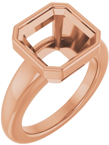 Sužadėtuvių Žiedas „Bezel-Set Solitaire“ 14k rose gold Asscher 10mm (1)