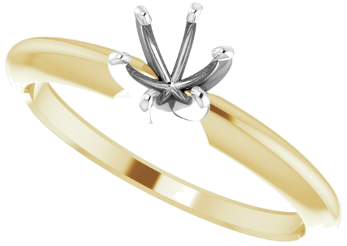 14K Yellow   White 4.2-4.9 mm Round 6-Prong Comfort-Fit Solitaire Ring Mounting (5)