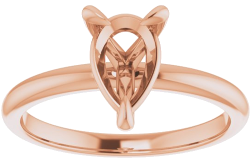 14K Rose  9x6 mm Pear Solitaire Engagement Ring Mounting (3)
