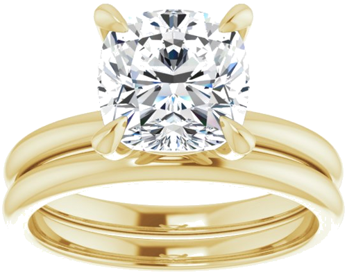 14K Yellow  8x8 mm Cushion Solitaire Engagement Ring Mounting (8)