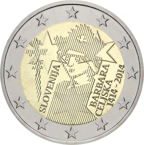 2014 Slovėnija Barbara Celjska 2 eurų moneta (1)