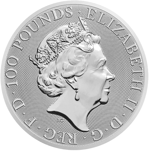 1 oz Ričmondas baltais kurts 2022 Karalienes zvēri platīna monēta (2)