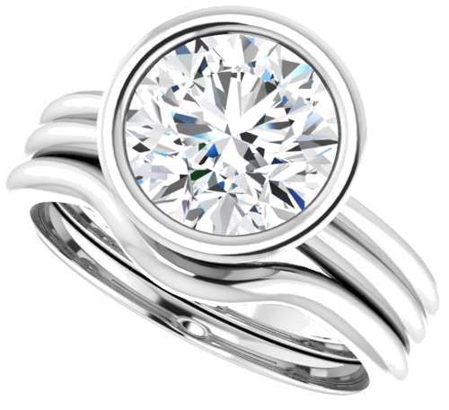 Sužadėtuvių Žiedas „Bezel-Set Solitaire“ 14k white gold Round 8.8mm (10)