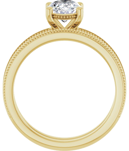Sužadėtuvių Žiedas „Solitaire Milgrain“ 14k yellow gold Oval 8mm x 6mm (7)