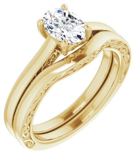 Sužadėtuvių Žiedas „Solitaire“ 14k yellow gold Oval 7mm x 5mm (6)