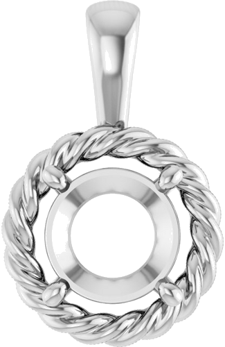 Pakabukas „Rope Solitaire Charm“ 14k white gold Round 7.4mm (1)