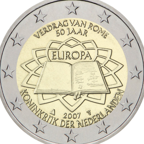 2007 Nyderlandai Romos sutartis (TOR) 2 eurų moneta (2)
