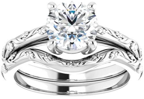 Sužadėtuvių Žiedas „Solitaire“ 10k white gold Round 7mm (8)
