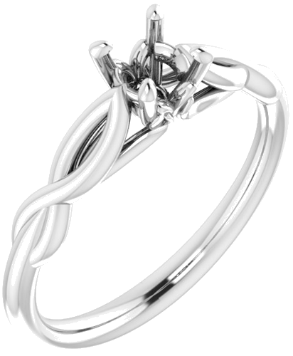 14K White  4.8 mm Round Solitaire Engagement Ring Mounting (1)