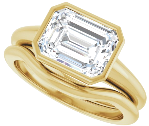 Sužadėtuvių Žiedas „Bezel-Set Solitaire“ 14k yellow gold Emerald 9mm x 7mm (10)