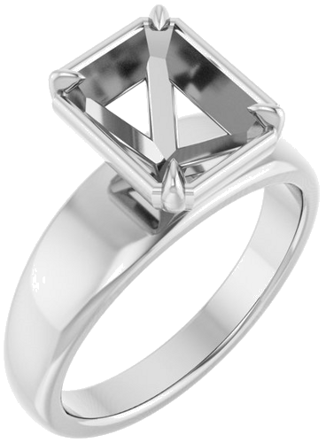 Sužadėtuvių Žiedas „Claw-Prong Solitaire Bezel-Style“ 14k white gold Emerald 9mm x 7mm (1)